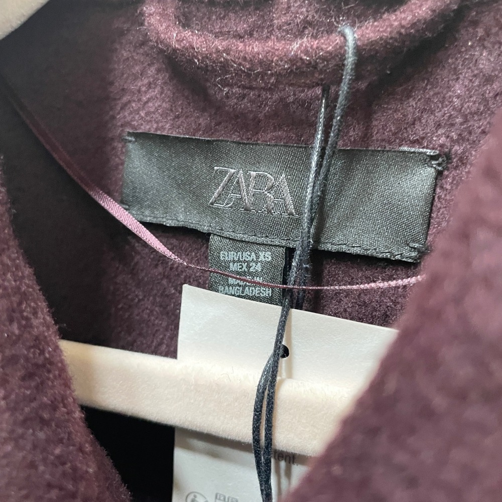 NEW‎ WITH TAGS ZARA WOOL BLEND BLAZER IN BURGUNDY - Picture 6 of 8